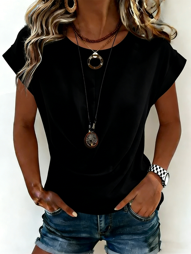 Elegant Plain Short Sleeve T-shirt