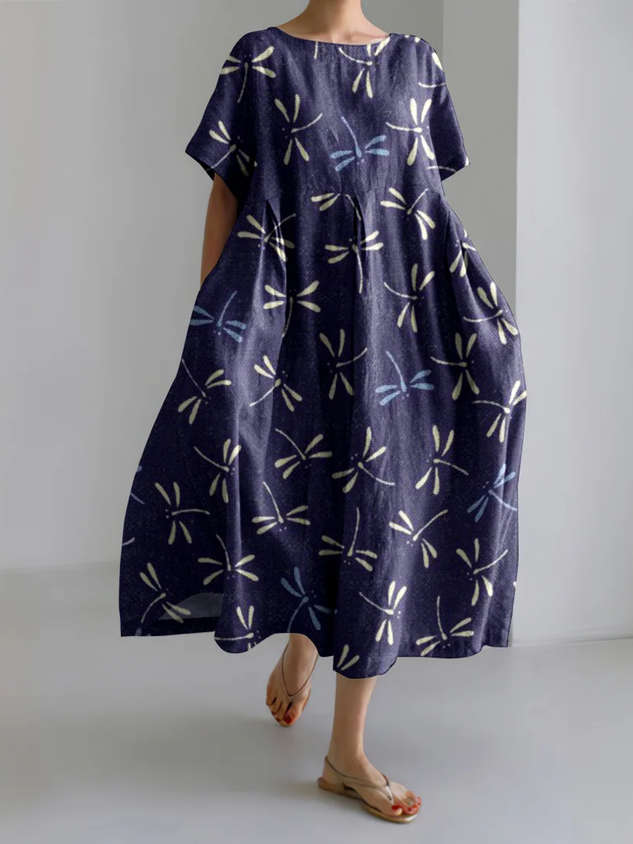 Women Animal Crew Neck Short Sleeve Comfy Casual Maxi Dress