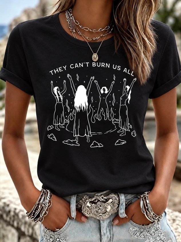 Casual Text Letters Crew Neck Short Sleeve T-shirt