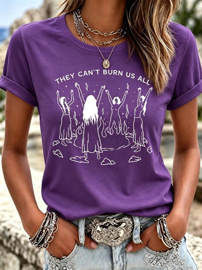 Casual Text Letters Crew Neck Short Sleeve T-shirt