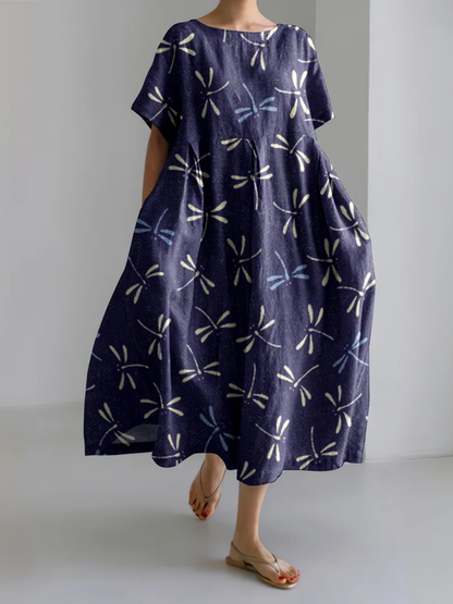 Women Animal Crew Neck Short Sleeve Comfy Casual Maxi Dress