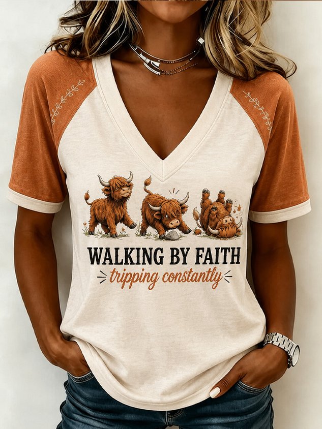 Casual Text Letters Crew Neck Short Sleeve T-shirt