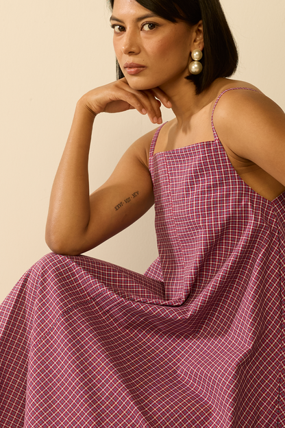 Elly Pocket Dress : Sangria checks