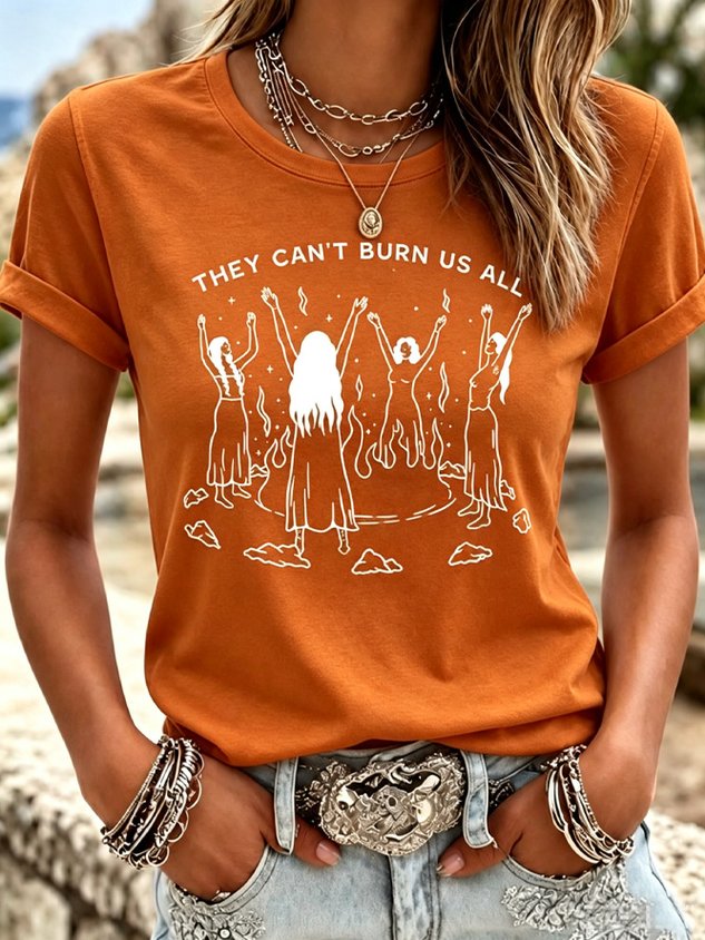 Casual Text Letters Crew Neck Short Sleeve T-shirt