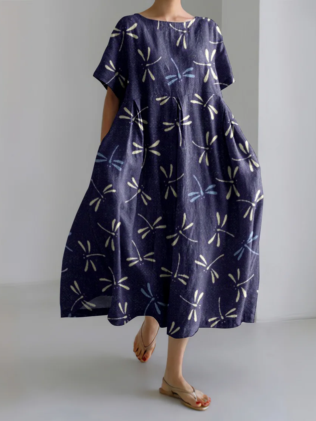 Women Animal Crew Neck Short Sleeve Comfy Casual Maxi Dress