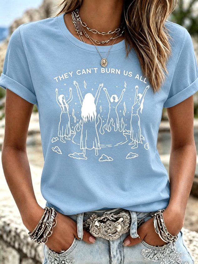 Casual Text Letters Crew Neck Short Sleeve T-shirt