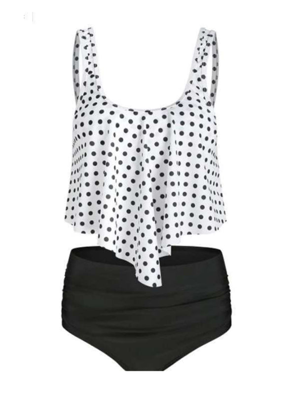 Womens Sexy Print High Waist Bikini Ruffle Tankini SIZE S-3XL