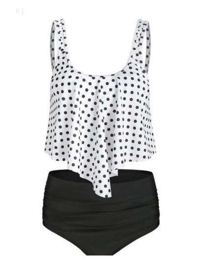 Womens Sexy Print High Waist Bikini Ruffle Tankini SIZE S-3XL