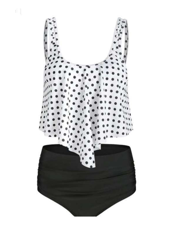 Womens Sexy Print High Waist Bikini Ruffle Tankini SIZE S-3XL