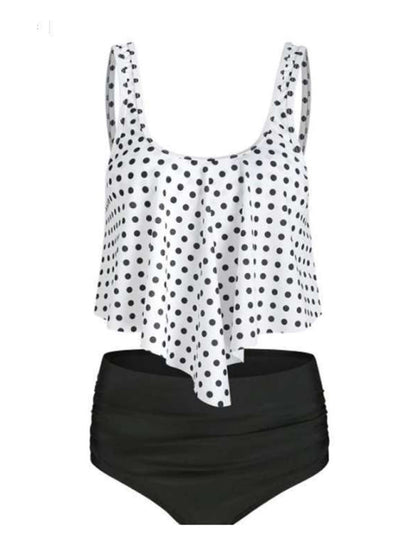 Womens Sexy Print High Waist Bikini Ruffle Tankini SIZE S-3XL