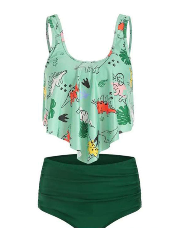 Womens Sexy Print High Waist Bikini Ruffle Tankini SIZE S-3XL