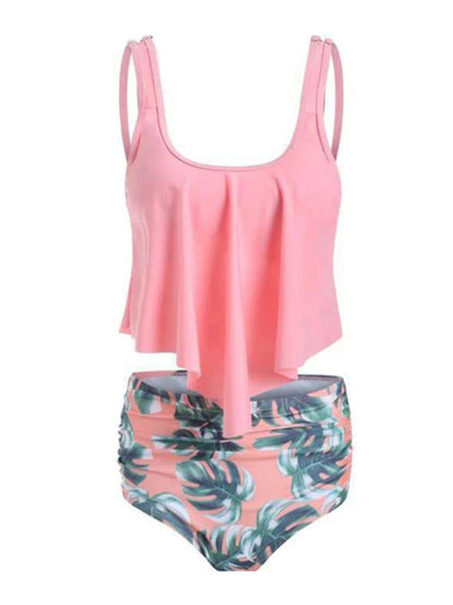 Womens Sexy Print High Waist Bikini Ruffle Tankini SIZE S-3XL