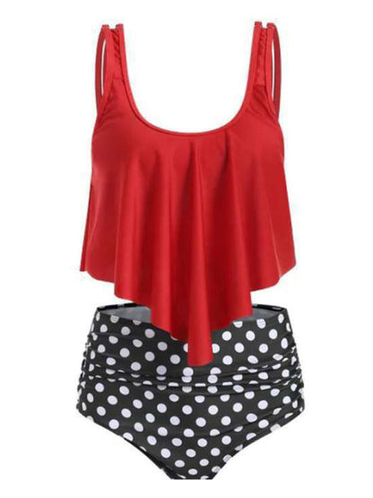 Womens Sexy Print High Waist Bikini Ruffle Tankini SIZE S-3XL