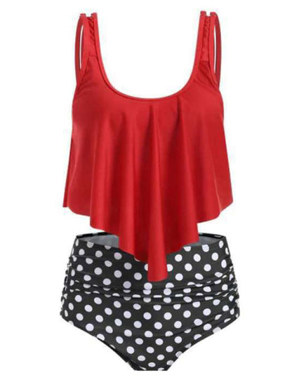 Womens Sexy Print High Waist Bikini Ruffle Tankini SIZE S-3XL