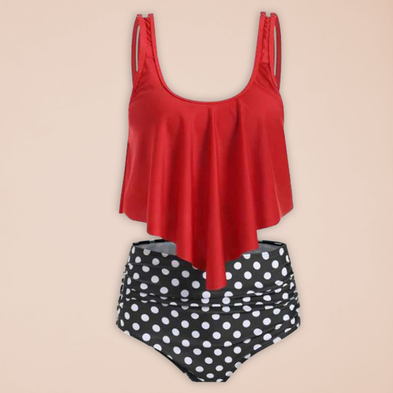Womens Sexy Print High Waist Bikini Ruffle Tankini SIZE S-3XL