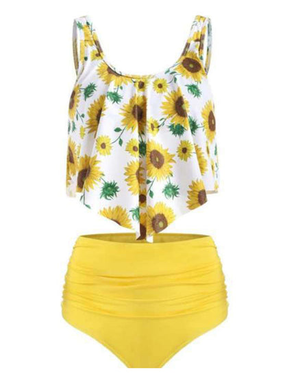 Womens Sexy Print High Waist Bikini Ruffle Tankini SIZE S-3XL