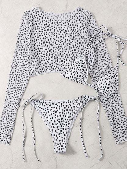 Womens Polka Dot Print 3 Piece Bikini Sets SIZE S-L