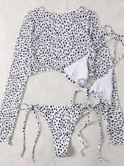 Womens Polka Dot Print 3 Piece Bikini Sets SIZE S-L